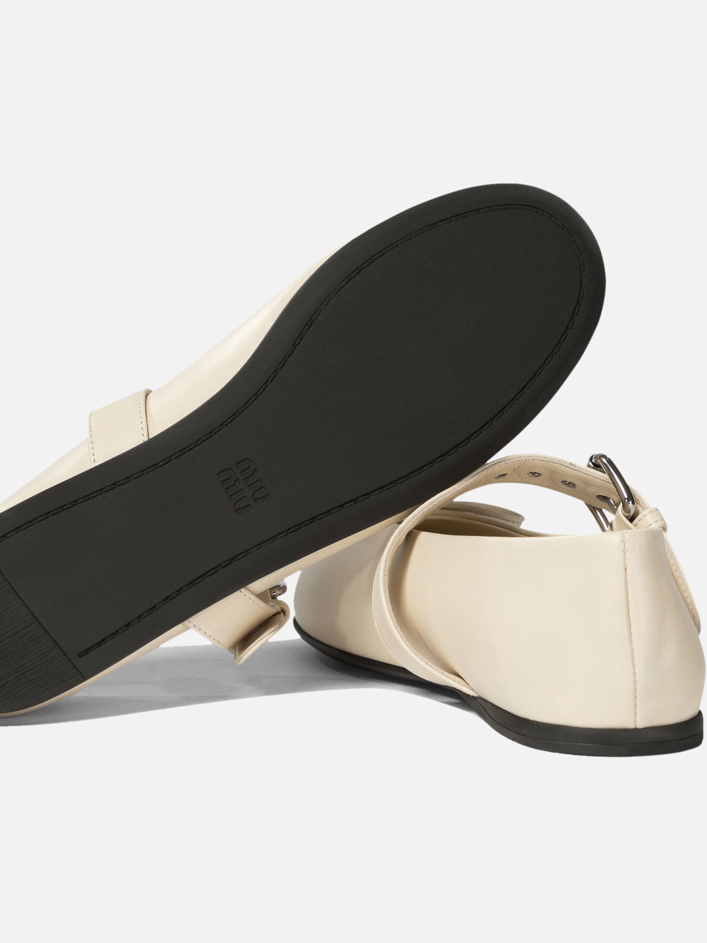 Miu Miu Leather ballet flats 13853570_36 White thumbnail_5