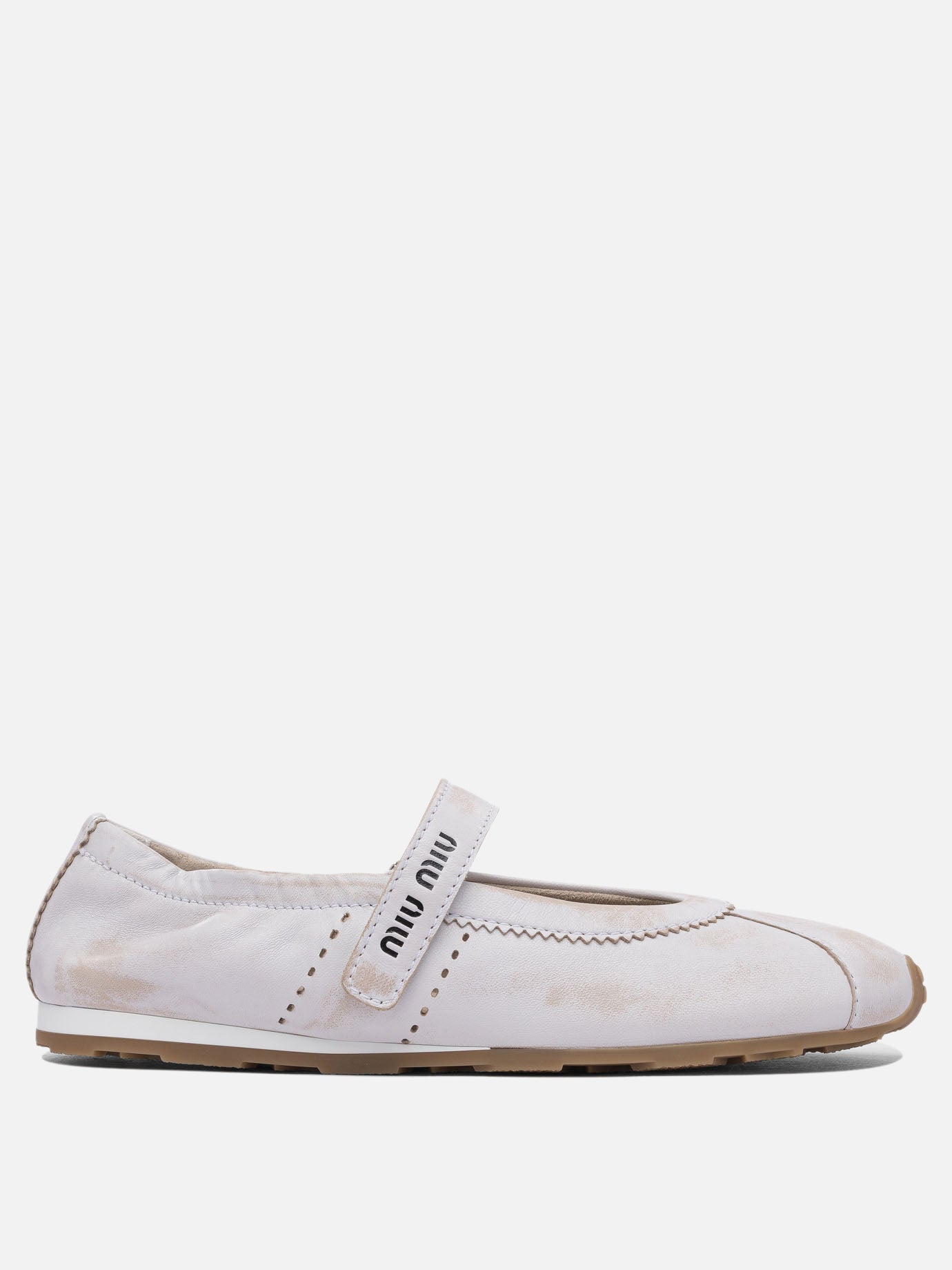 Bleached leather ballet flats