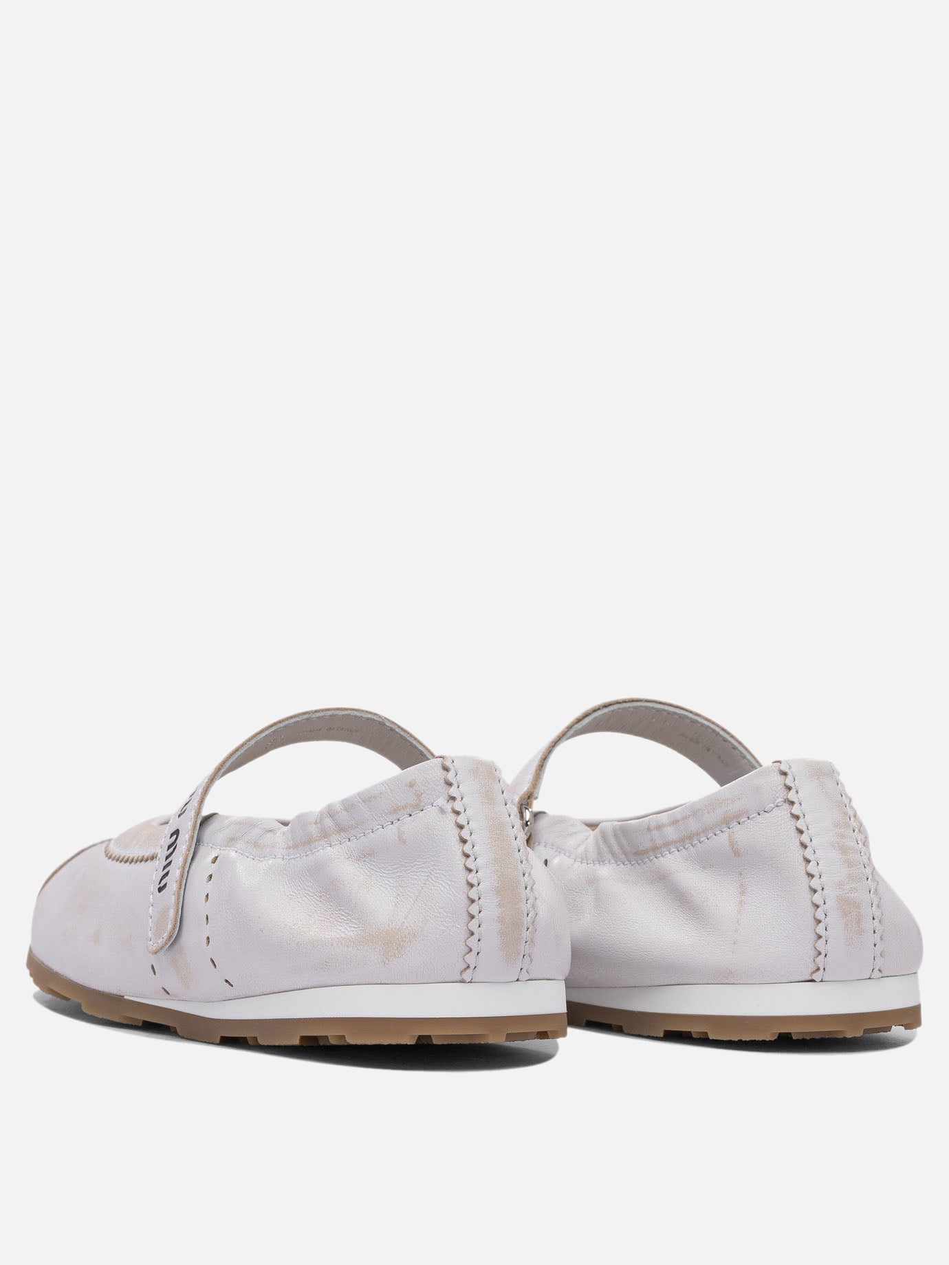 Miu Miu Bleached leather ballet flats 11364130_36 White thumbnail_4