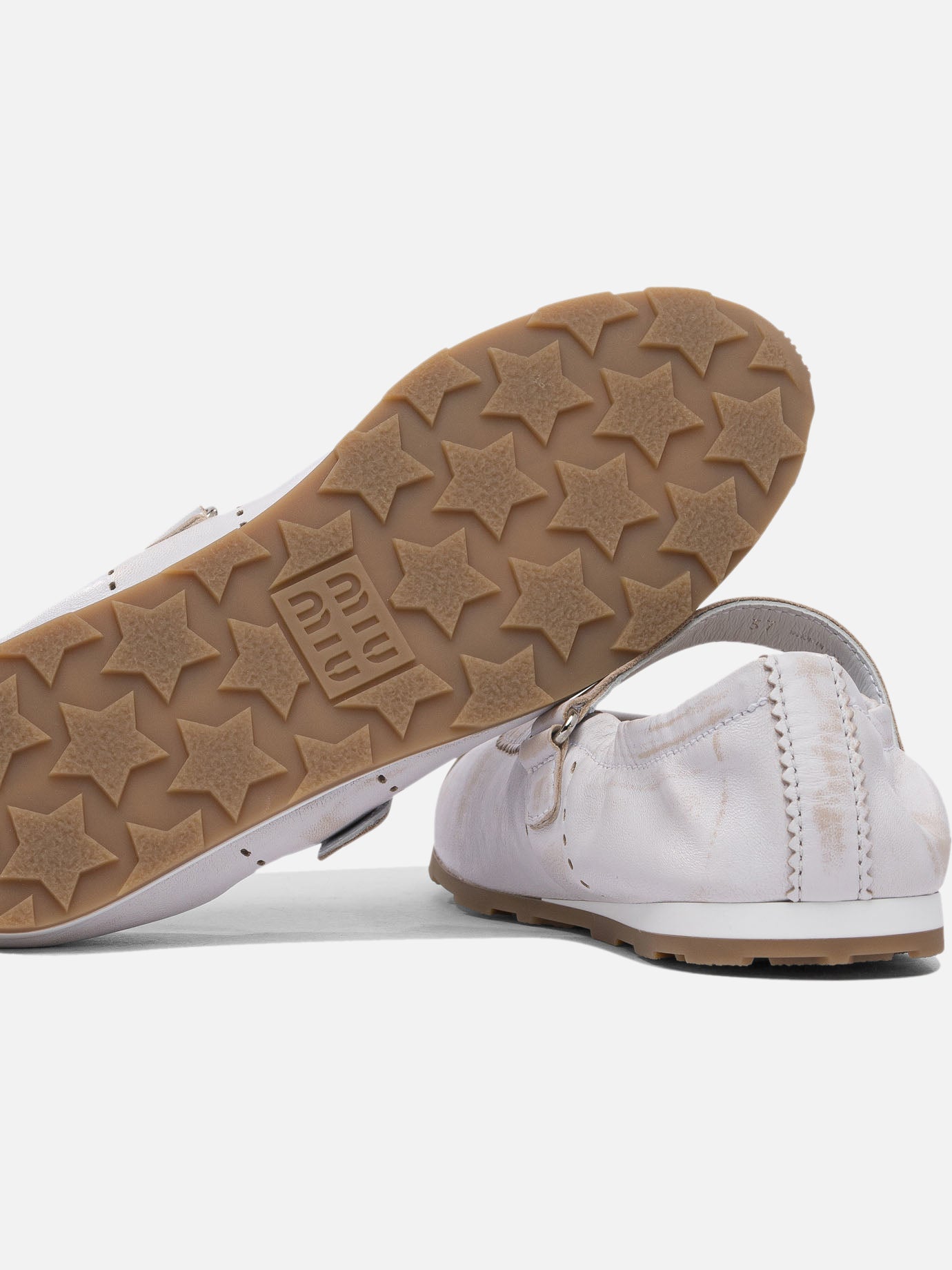 Miu Miu Bleached leather ballet flats 11364130_36 White thumbnail_5