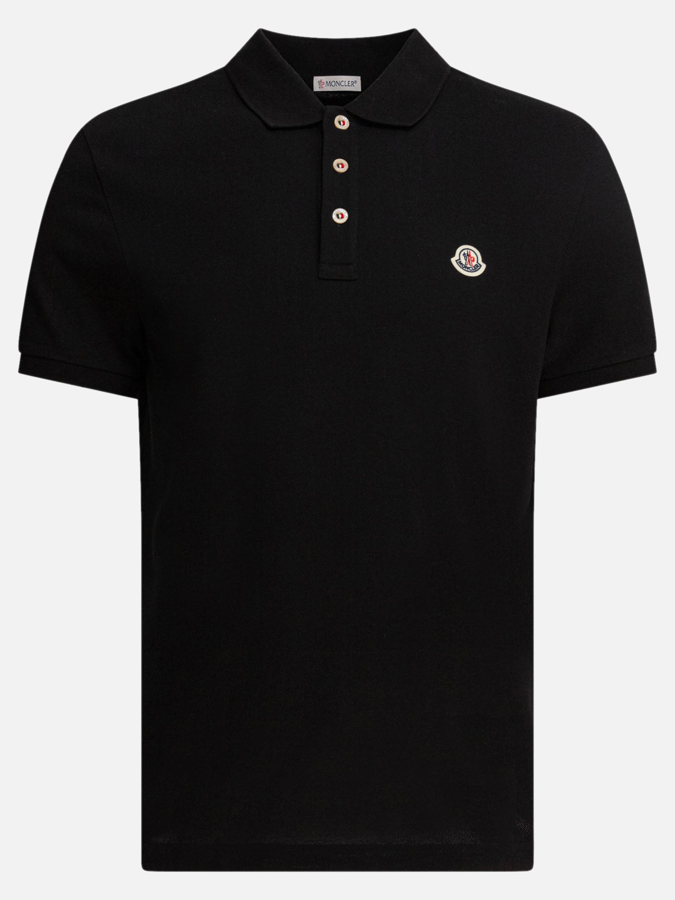 Moncler Cotton pique polo shirt with logo patch Black