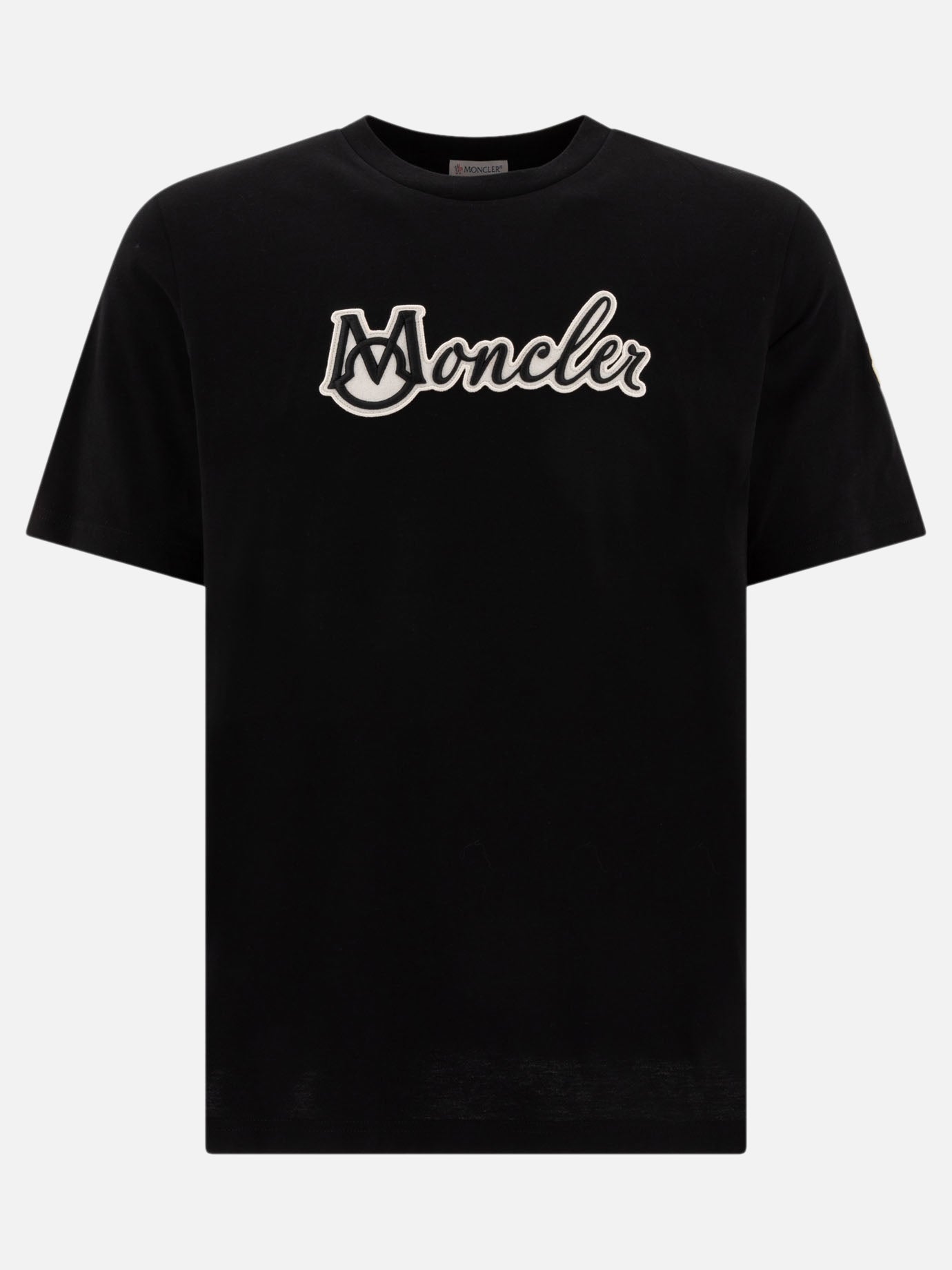 Moncler T-shirt with embroidered varsity logo 10272005_S Black thumbnail_1