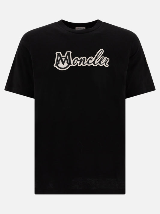 Moncler T-shirt with embroidered varsity logo 10272005_S Black 1