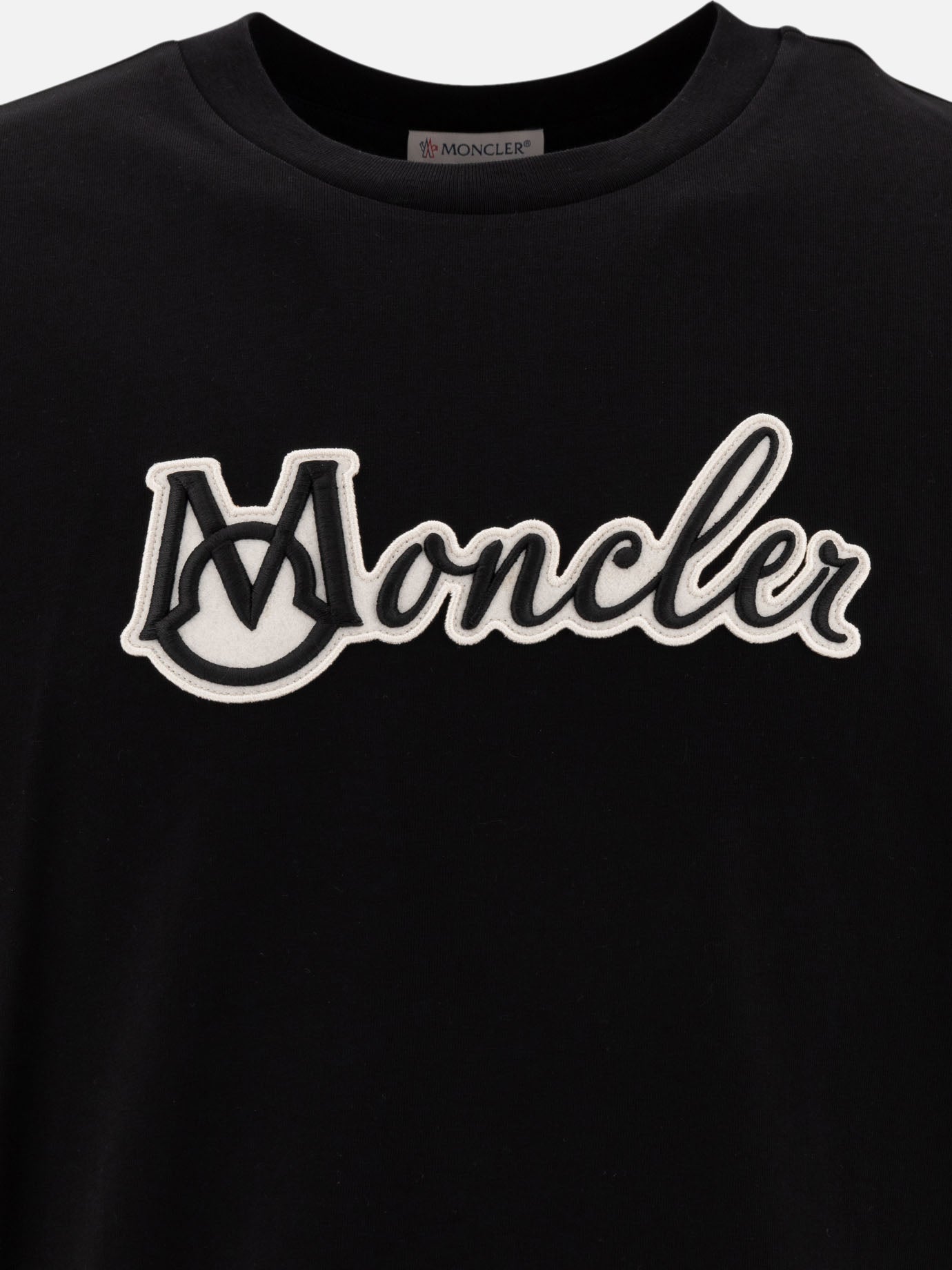 Moncler T-shirt with embroidered varsity logo 10272005_S Black thumbnail_3