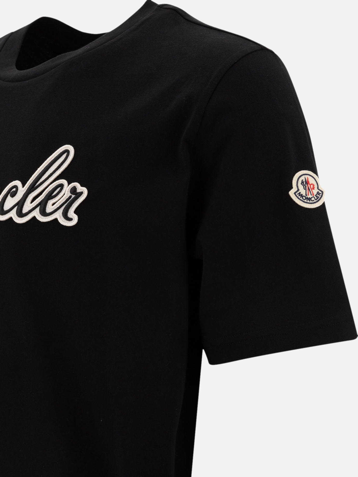 Moncler T-shirt with embroidered varsity logo Black