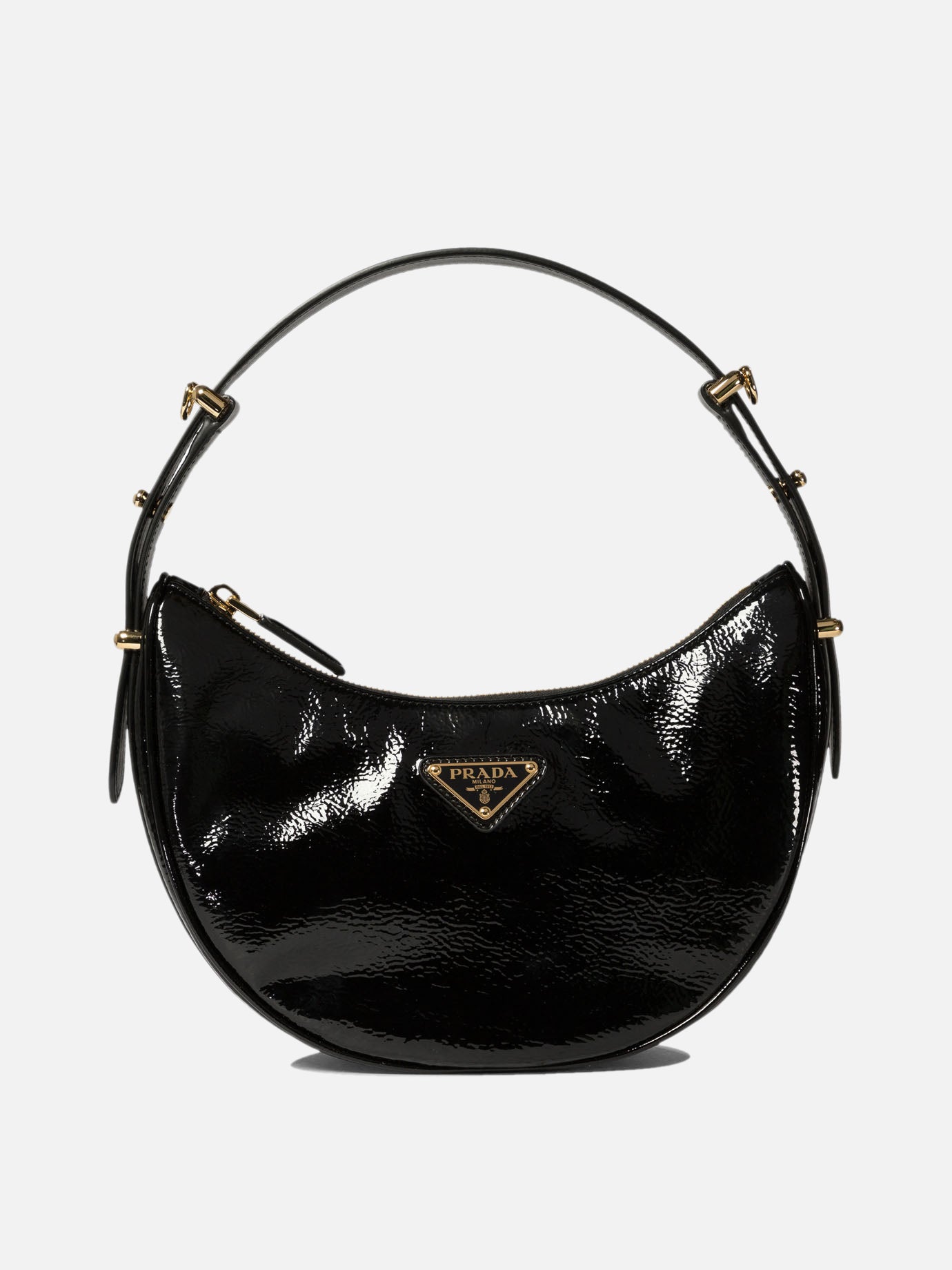 Prada "Prada Arqué" naplak patent leather shoulder bag Black