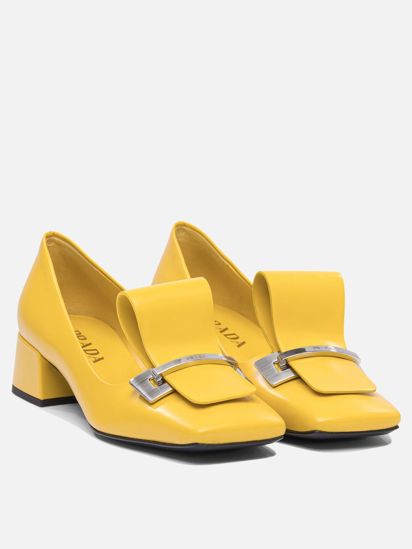 Prada Brushed leather pumps 35 mm Yellow