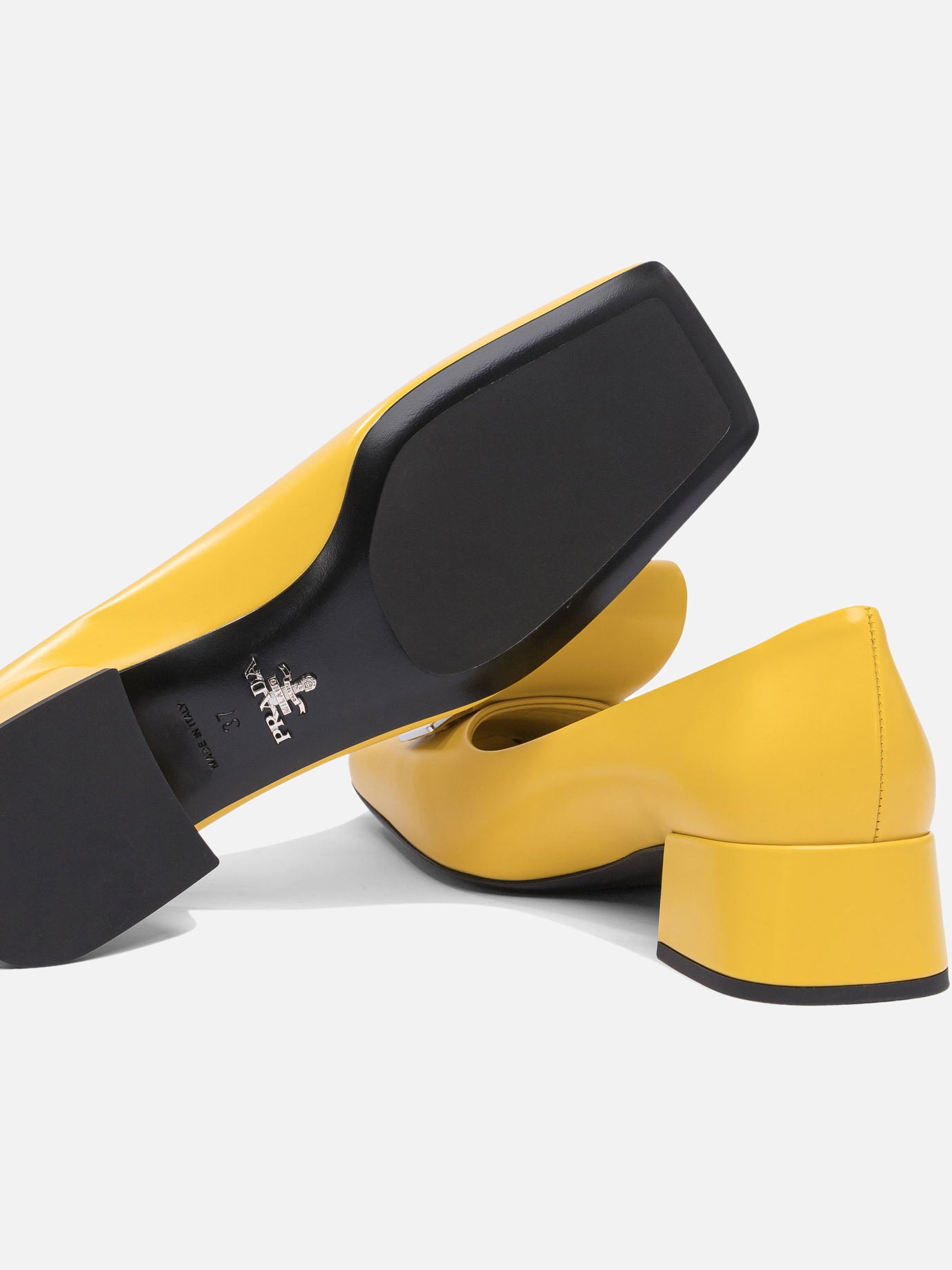 Prada Brushed leather pumps 35 mm Yellow