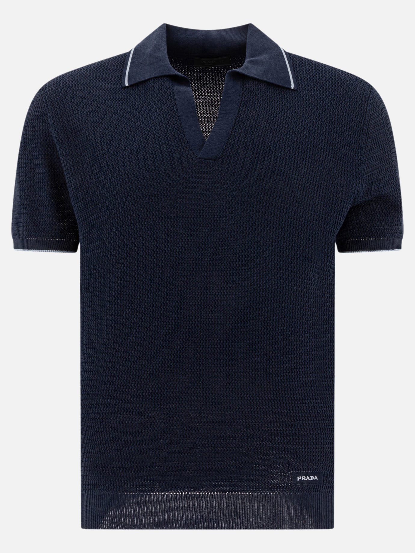 Prada Silk and cotton polo shirt 19595206_50 Blue thumbnail_1