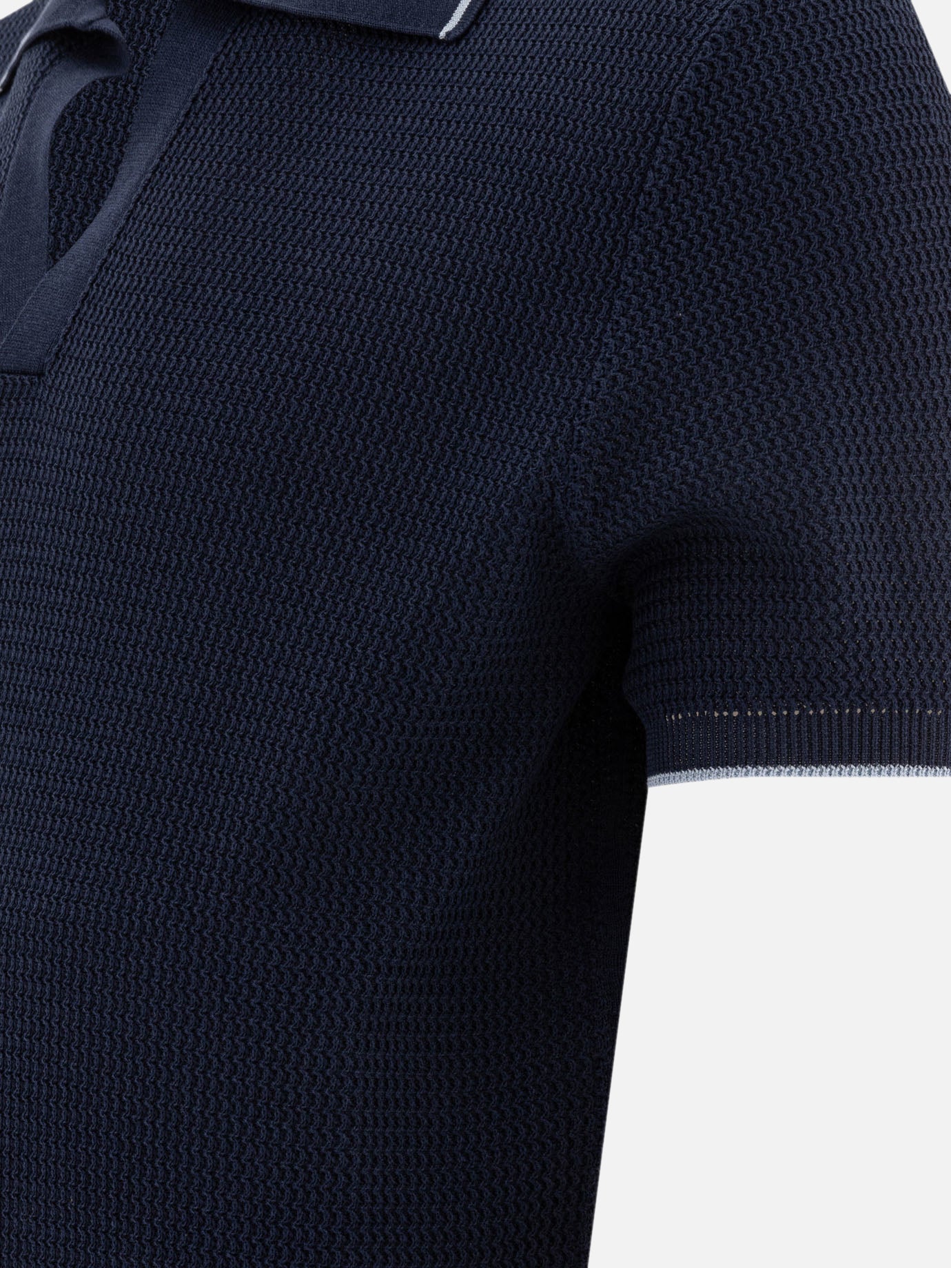 Prada Silk and cotton polo shirt 19595206_50 Blue thumbnail_4