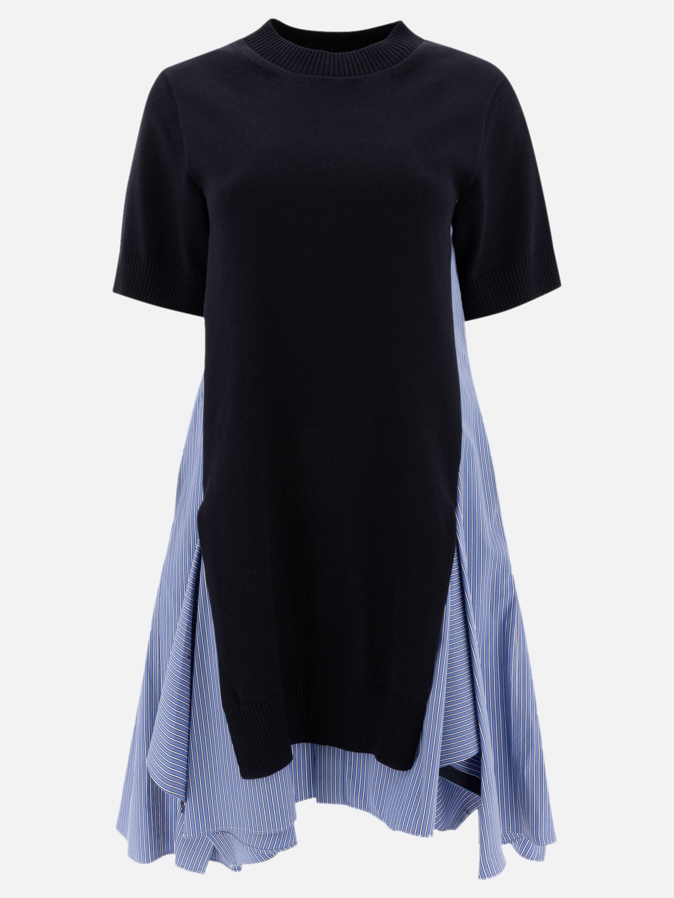 Sacai Cotton and knit dress 19507299_1 Blue thumbnail_1