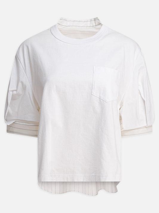 Sacai Spun organza and cotton jersey t-shirt 12213542_2 White 1