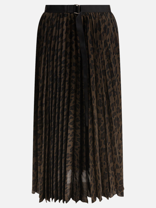 Sacai Leopard skirt 11579965_2 Brown 1