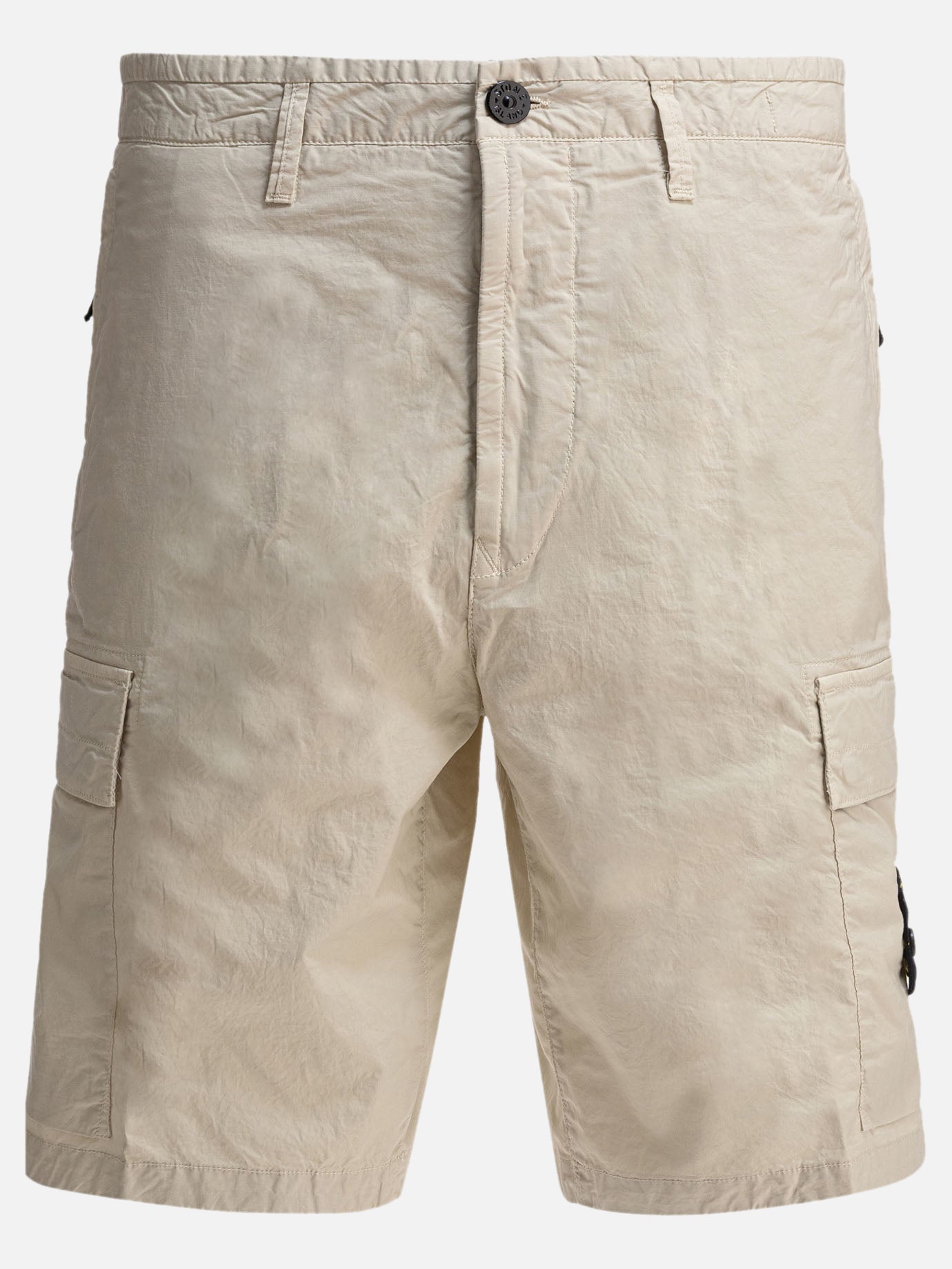 Stretch cotton canvas cargo bermuda shorts