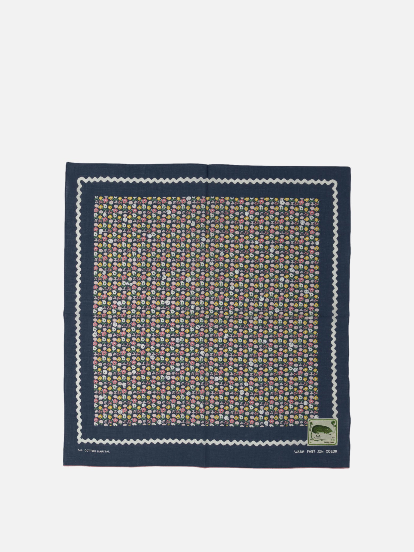KAPITAL &quot;Skull &amp; Flower&quot; Scarf 25515892_UNI Blue thumbnail_1
