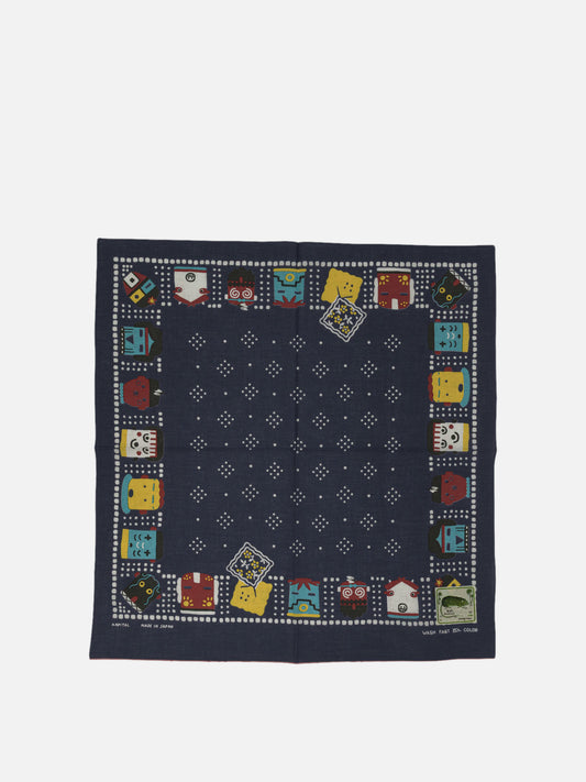 KAPITAL "Kachina & Peckish Rainbowy" Scarf 25918442_UNI Blue 1