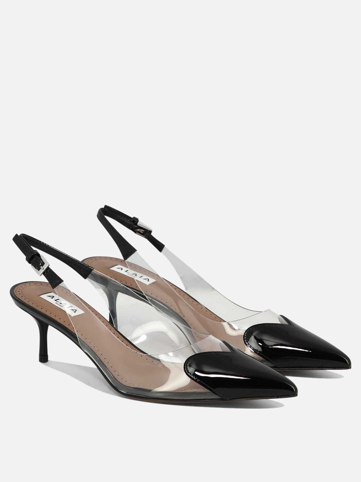 Slingbacks 50% patent calfskin 50% polyurethane - 95% leather 5% rubber  Black - Alaïa Women | PDP | VIETTI Online Store | thumbnail_2