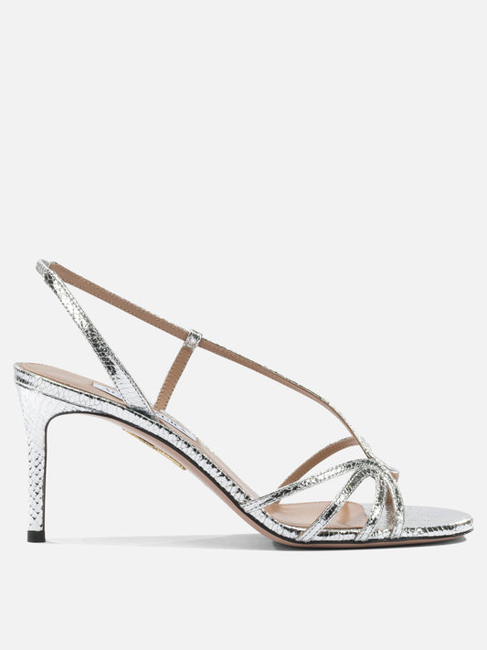 Heeled sandals 100% goat leather - 100% calf leather  Silver - Aquazzura Women | PDP | VIETTI Online Store 
