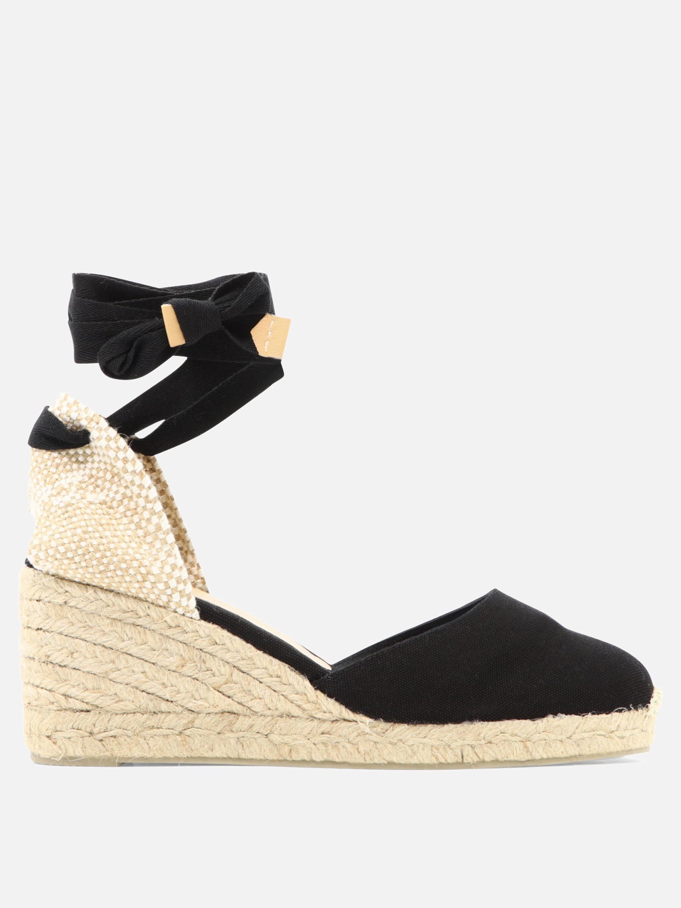Heeled espadrilles 100% organic cotton - 100% rubber  Black - Castañer Women | PDP | VIETTI Online Store | thumbnail
