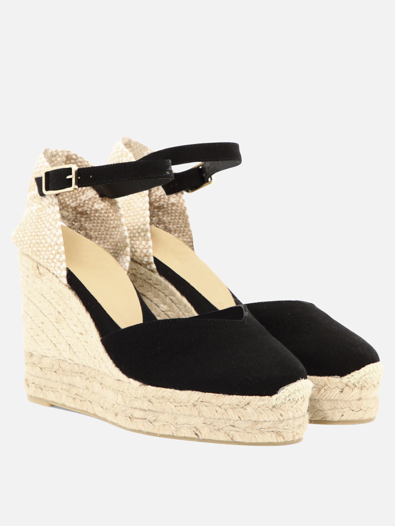 Heeled espadrilles 100% cotton - 100% rubber  Black - Castañer Women | PDP | VIETTI Online Store | thumbnail_2