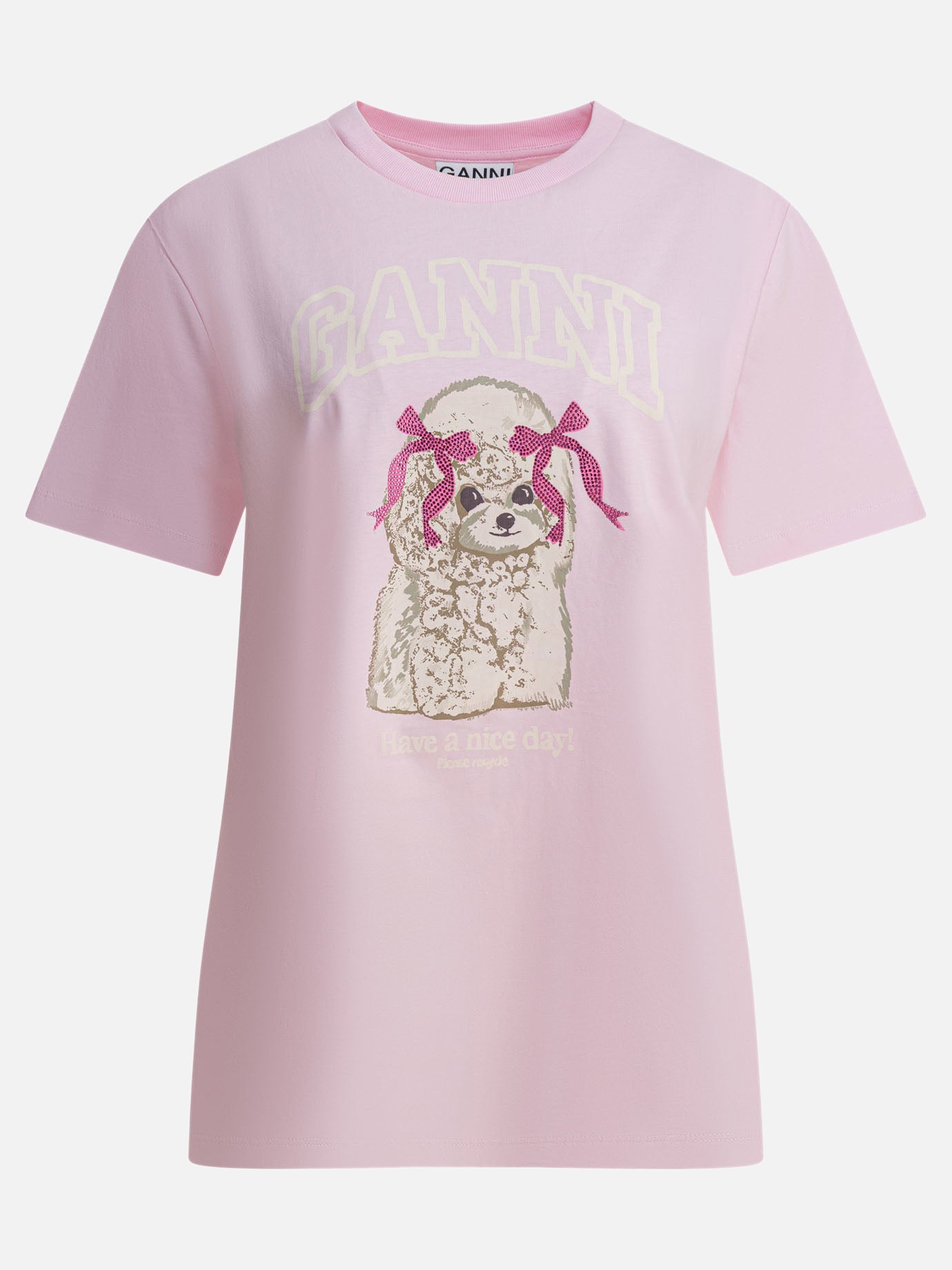 Crewneck t-shirts Logo  Pink - Ganni Women | PDP | VIETTI Online Store | Zoom-Modal
