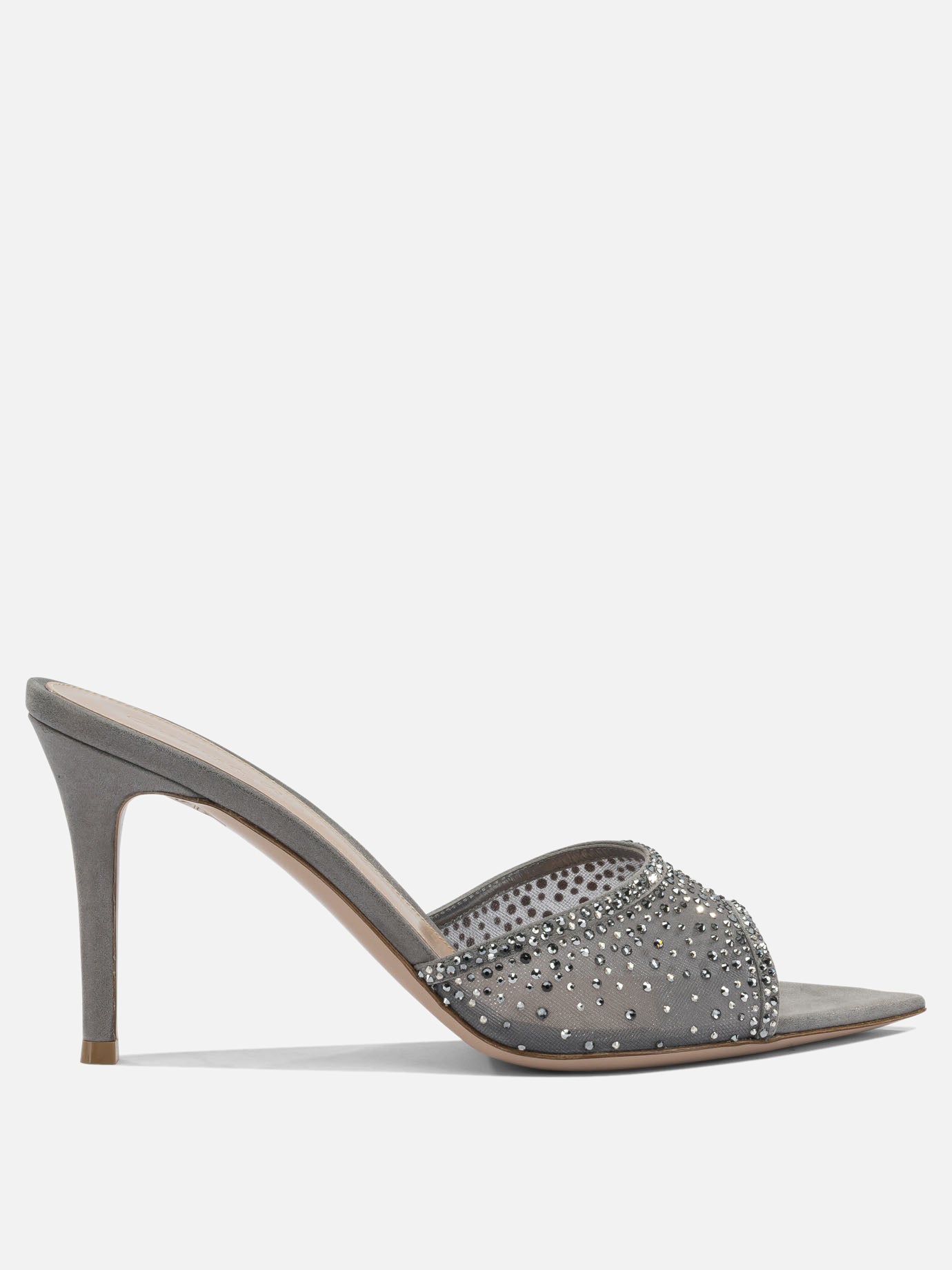 Heeled sandals 70% fabric 30% suede - 100% leather  Grey - Gianvito Rossi Women | PDP | VIETTI Online Store | thumbnail