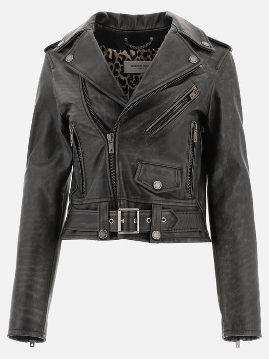Leather jackets Solid colour  Black - Golden Goose Women | PLP | VIETTI Online Store 
