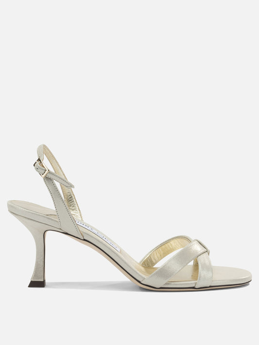 Heeled sandals 86% leather 5% salpa 4% plastic 5% metal - 100% calf  Gold - Jimmy Choo Women | PDP | VIETTI Online Store 
