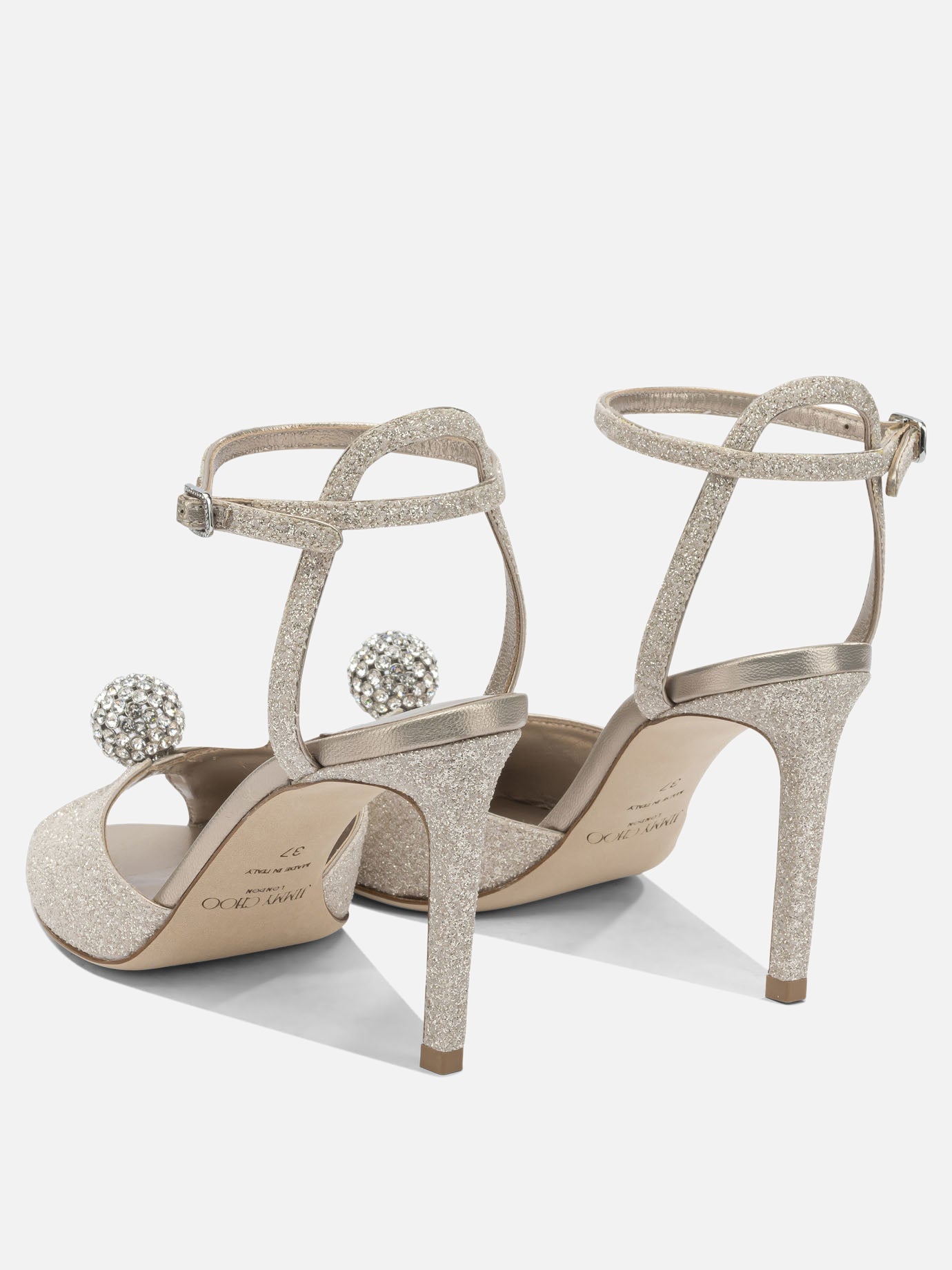 Heeled sandals 59% textile 15% leather 8% crystal 8% metal 5% plastic 5% salpa - 100% calf  Gold - Jimmy Choo Women | PDP | VIETTI Online Store | Zoom-Modal_4
