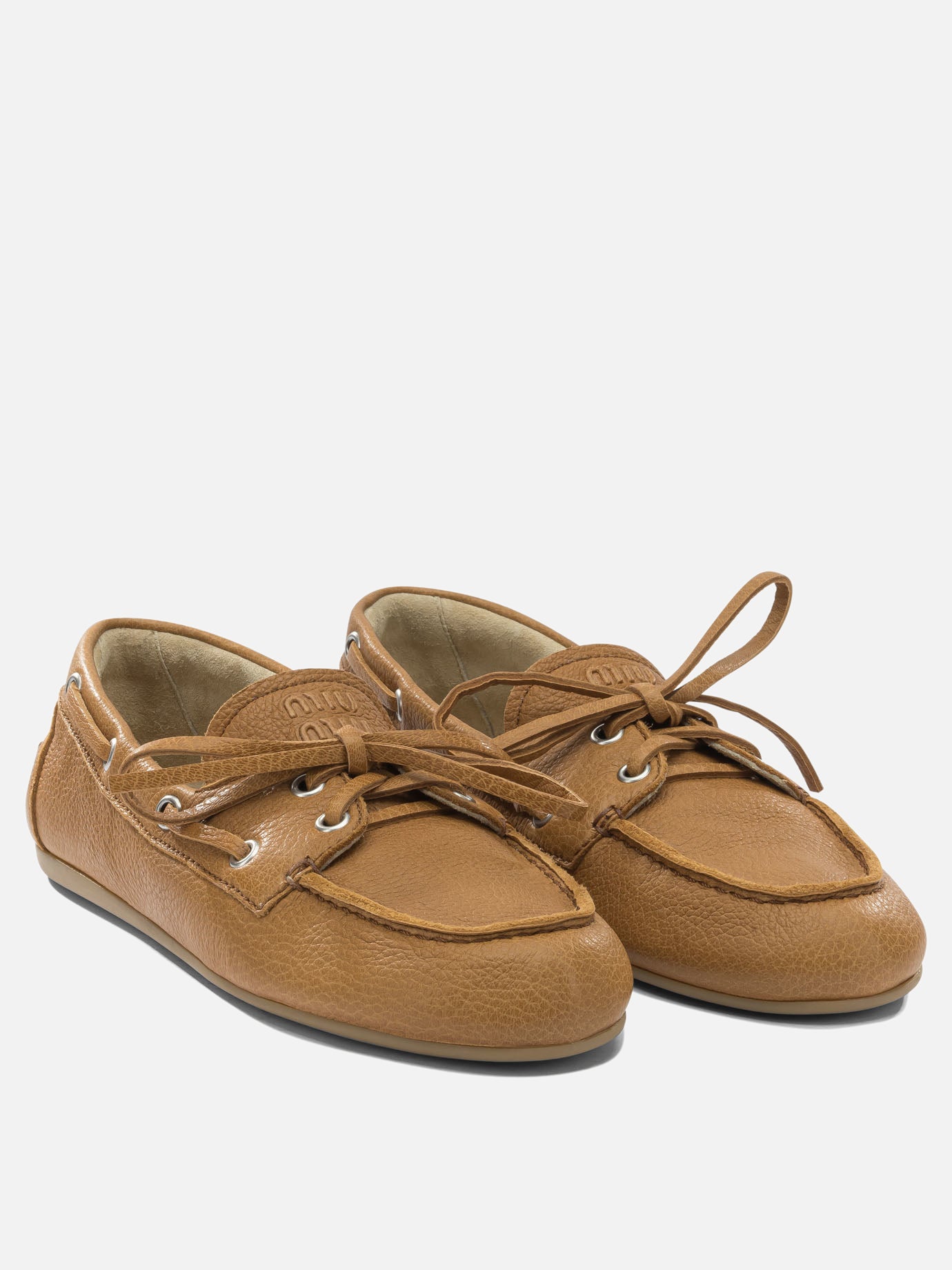Laced loafers 100% cervus elaphus scot  Brown - Miu Miu Women | PDP | VIETTI Online Store | Zoom-Modal_2
