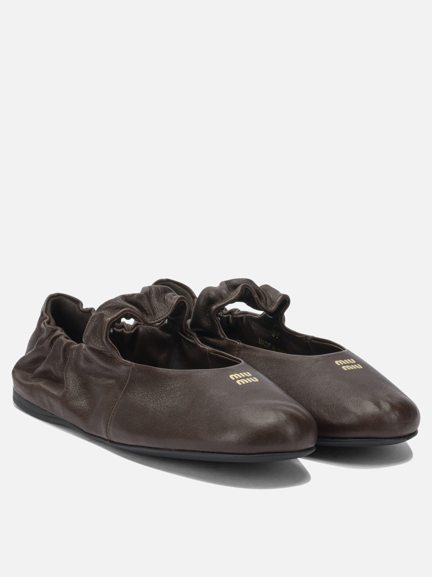 Classic ballet flats 100% lamb leather - 100% rubber  Brown - Miu Miu Women | PDP | VIETTI Online Store | thumbnail_2