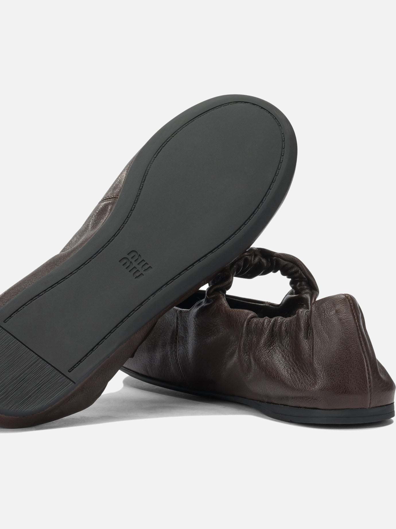 Classic ballet flats 100% lamb leather - 100% rubber  Brown - Miu Miu Women | PDP | VIETTI Online Store | thumbnail_5
