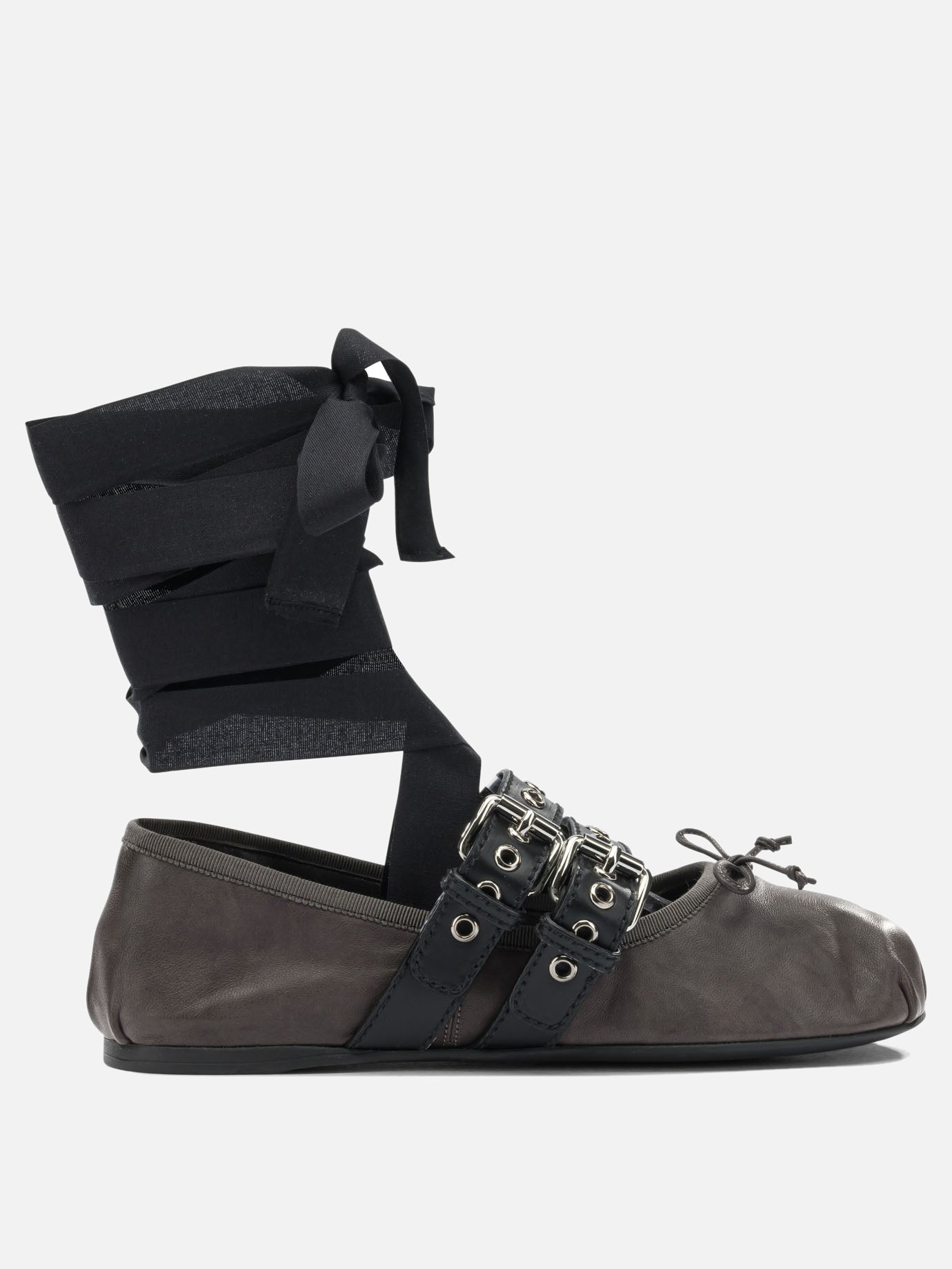 Classic ballet flats 100% lamb leather - 100% calf leather  Brown - Miu Miu Women | PDP | VIETTI Online Store | thumbnail