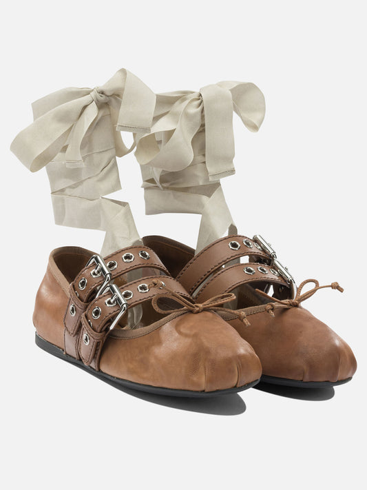 Classic ballet flats 100% lamb leather - 100% calf leather  Brown - Miu Miu Women | PLP | VIETTI Online Store | 2
