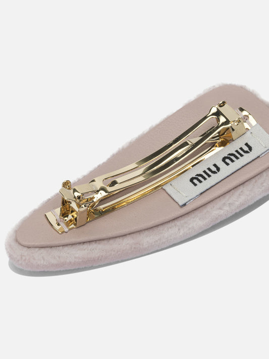 Hair clips 100% brass - 100% cotton - 100% lamb leather  Pink - Miu Miu Women | PDP | VIETTI Online Store | 2
