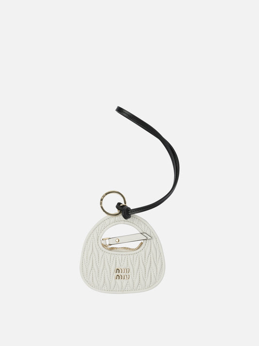 Keychains 100% lamb leather  White - Miu Miu Women | PDP | VIETTI Online Store 
