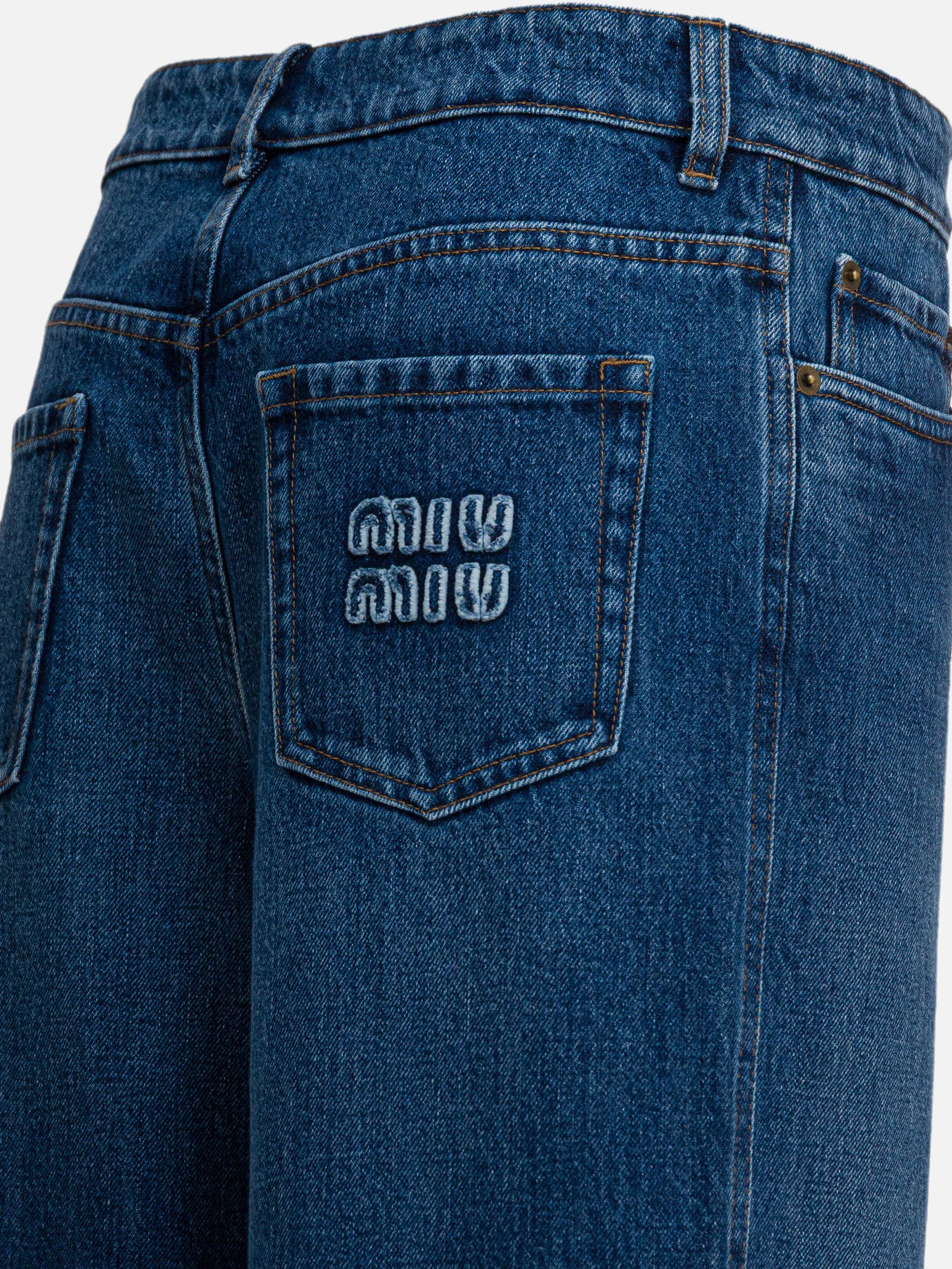 Wide-leg jeans Logo  Blue - Miu Miu Women | PDP | VIETTI Online Store | Zoom-Modal_4

