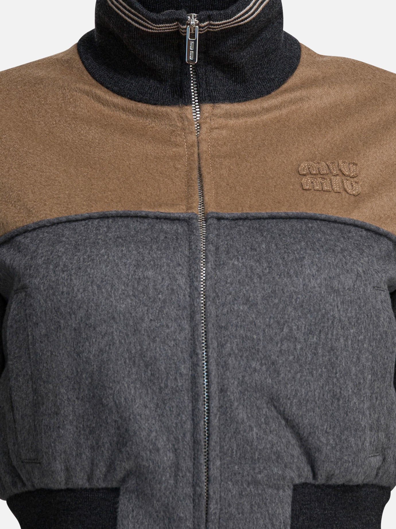 Bomber jackets Logo  Grey - Miu Miu Women | PDP | VIETTI Online Store | Zoom-Modal_3
