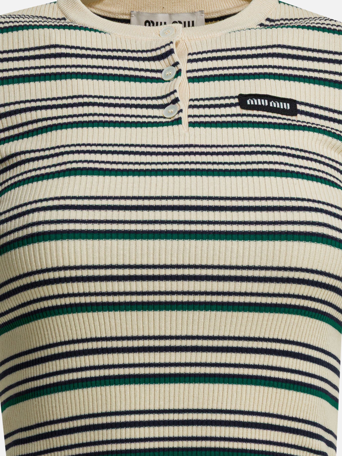 Henley t-shirts Striped  Beige - Miu Miu Women | PDP | VIETTI Online Store | thumbnail_3