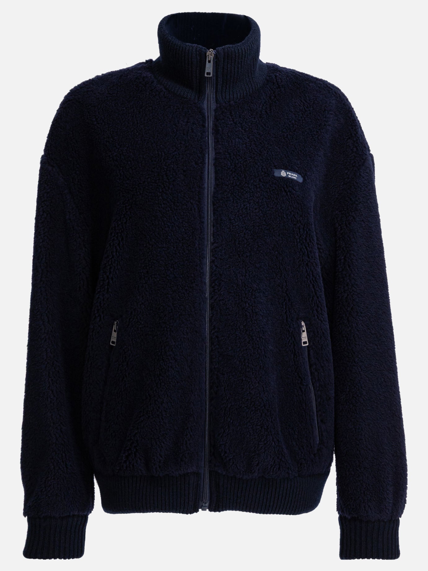 Fleece jackets Solid colour  Blue - Prada Women | PDP | VIETTI Online Store | thumbnail