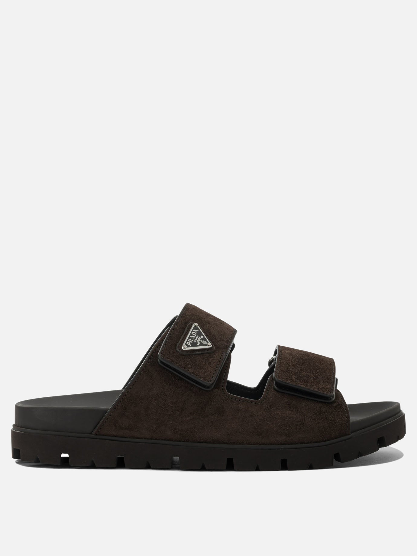 Slides 100% suede - 100% rubber  Brown - Prada Men | PDP | VIETTI Online Store | Zoom-Modal
