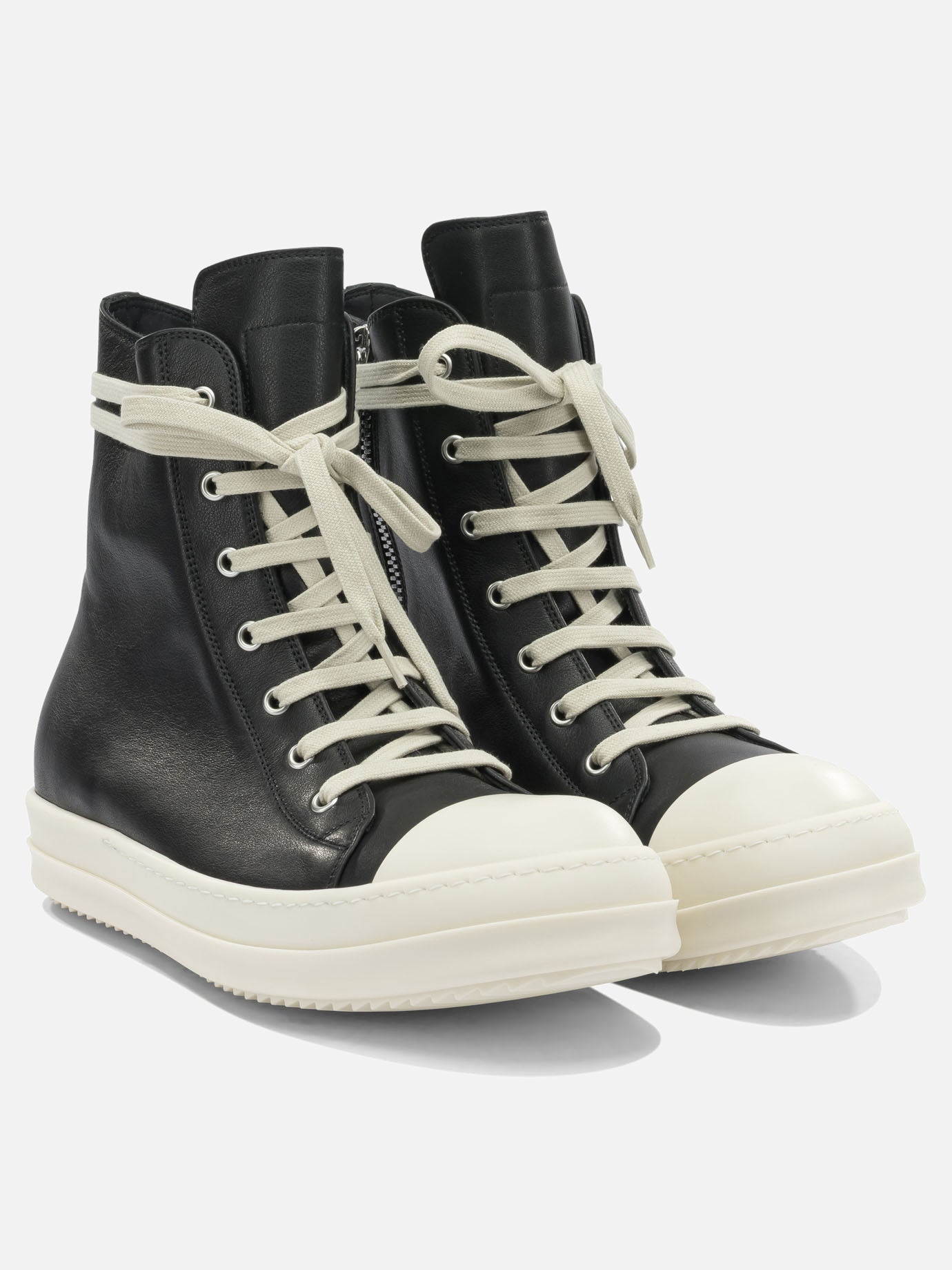 High top sneakers 100% cow leather - 100% thermoplastic rubber  Black - Rick Owens Men | PDP | VIETTI Online Store | thumbnail_2