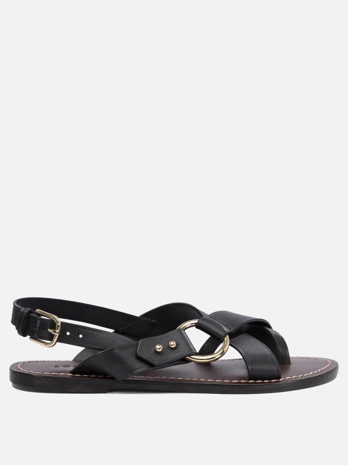 Flat sandals 100% leather  Black - Soeur Women | PDP | VIETTI Online Store | Zoom-Modal
