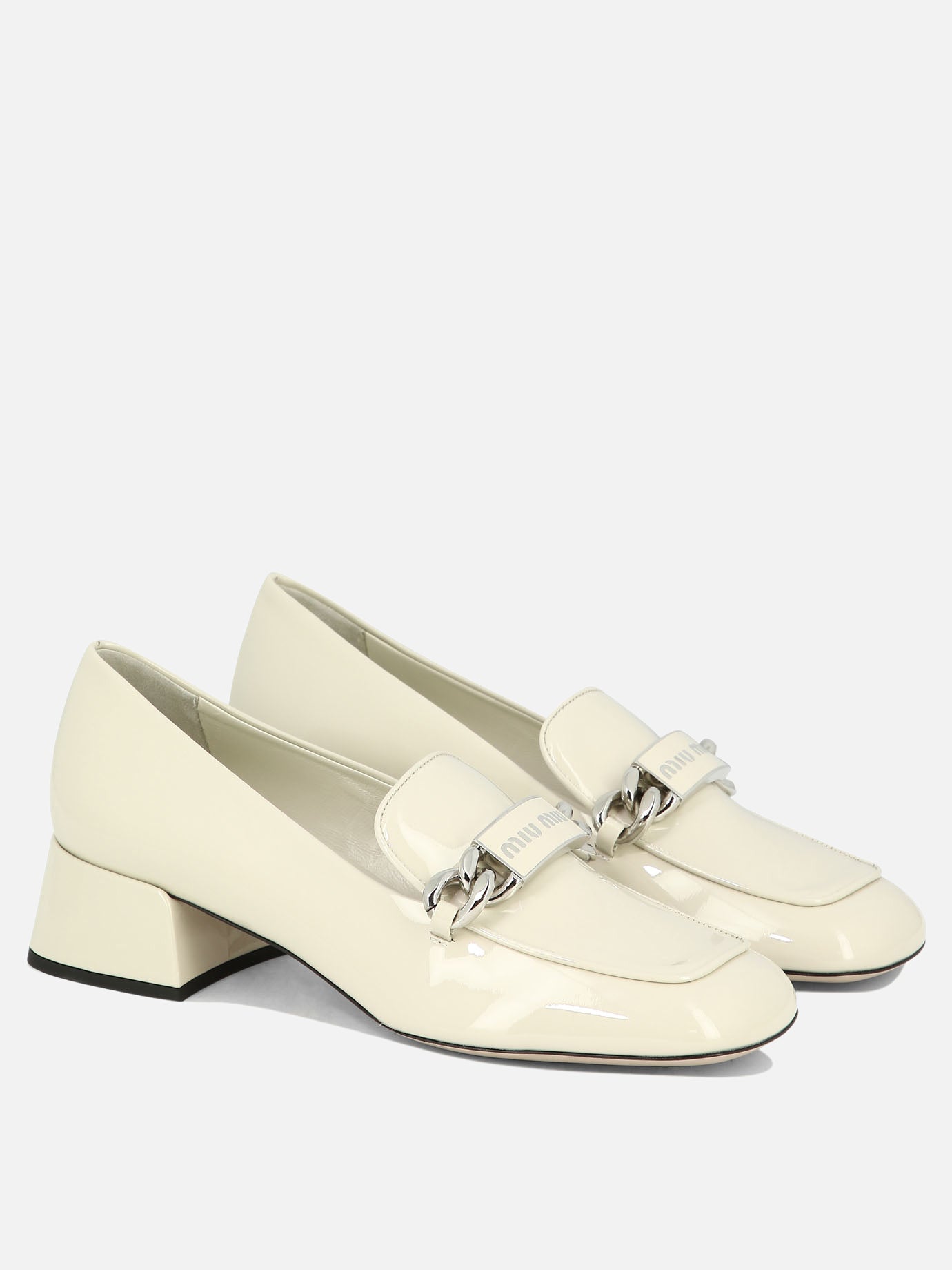 Loafers 100% pelle verniciata - 100% cuoio  White - Miu Miu Women | PDP | VIETTI Online Store | Zoom-Modal_2
