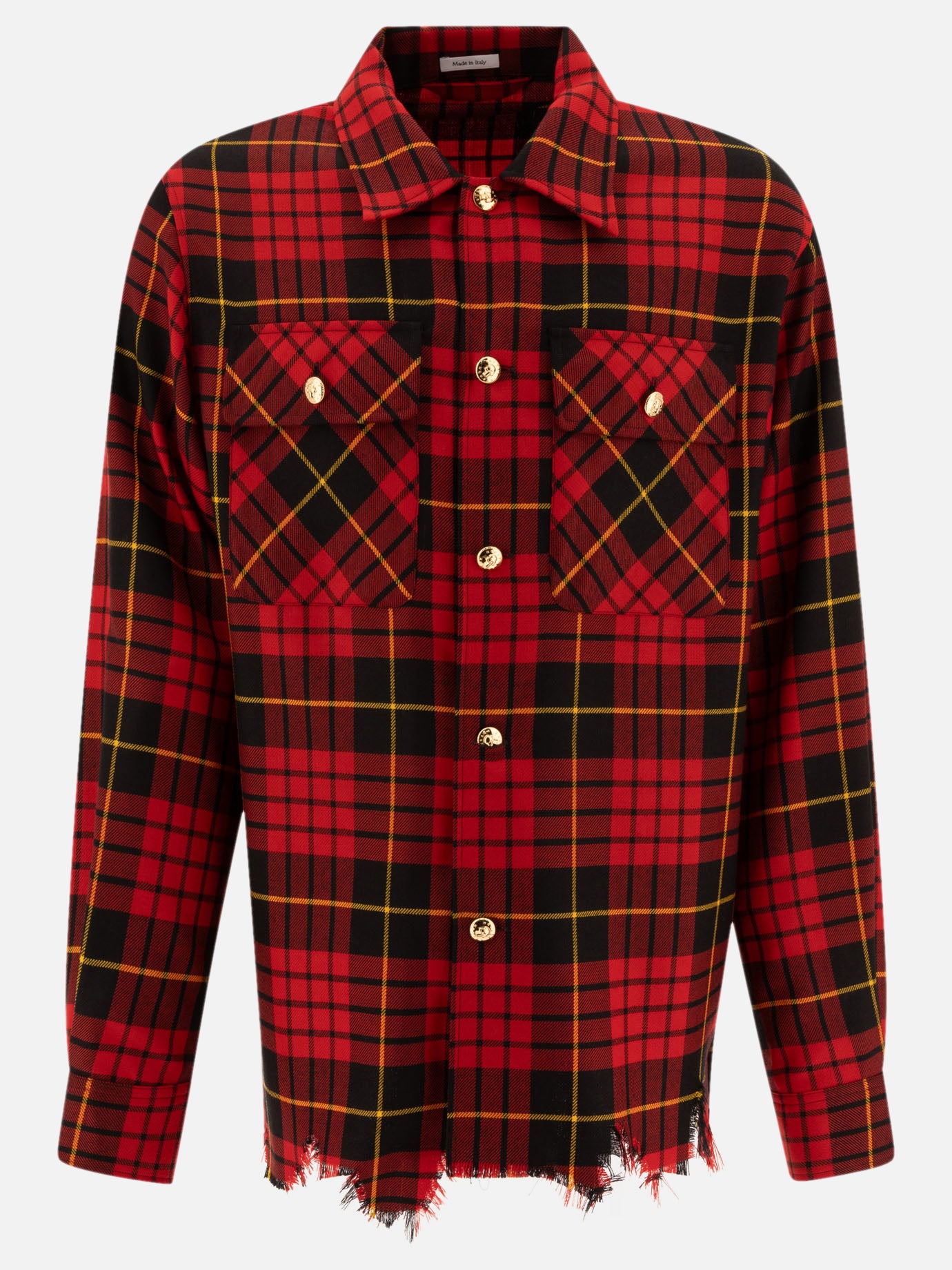 Distressed tartan overshirt