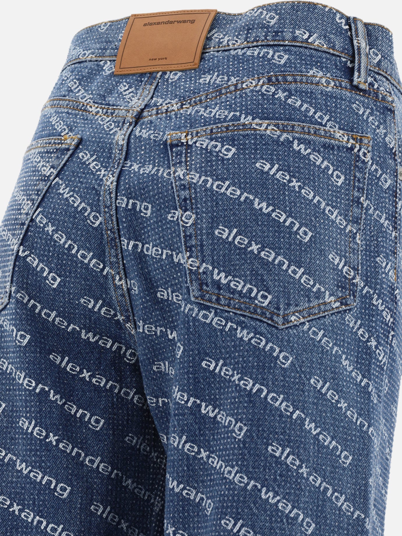 Jeans with logo crystal hotfix