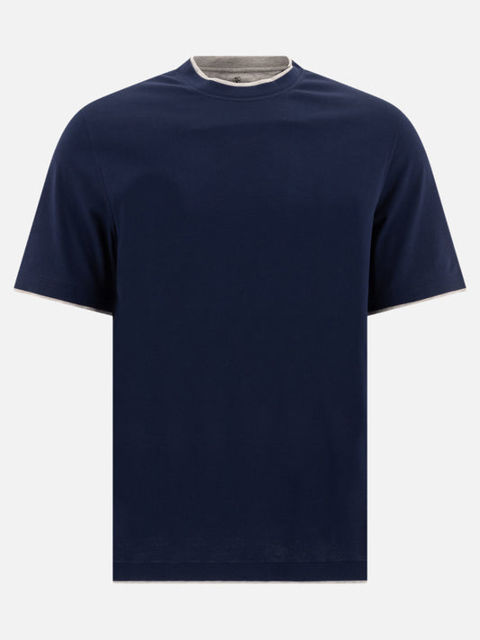 Brunello Cucinelli "Faux Layering" t-shirt Blue