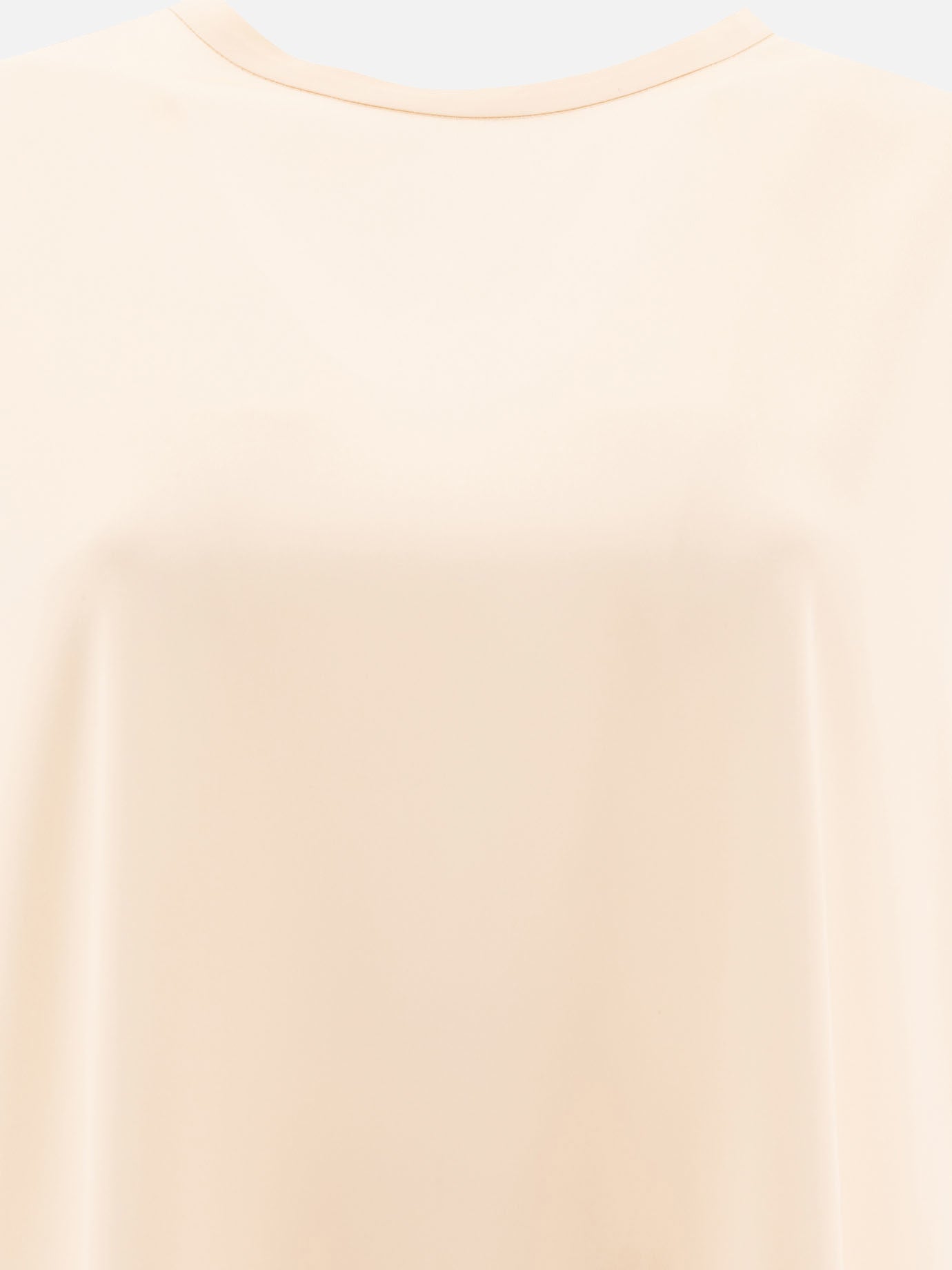 Brunello Cucinelli Stretch silk satin t-shirt with monili Beige