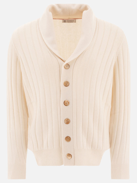 Cashmere flat rib cardigan