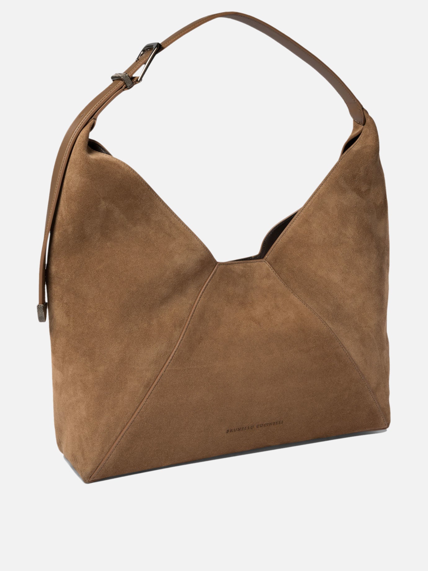 Brunello Cucinelli Sueded calfskin hobo bag Beige